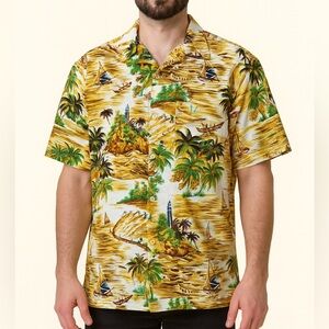 Men’s Vtg 1980’s Maui Trading Co Surfer Tropical Short Sleev Button Down Sz Sml